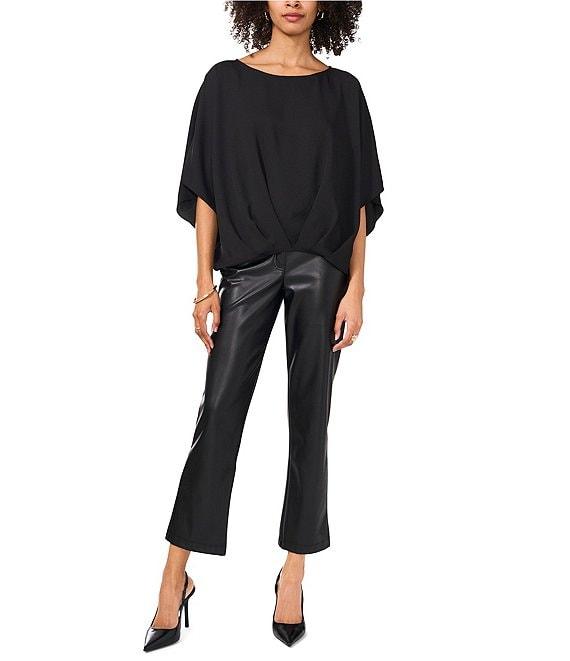 Vince Camuto Luxe Crepe de Chine Boat Neck 3/4 Dolman Sleeve Cinched Hem Top Product Image