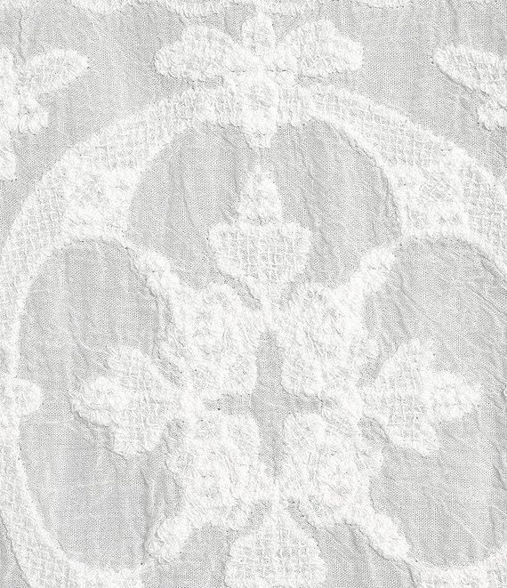 Democracy Allover Embroidered Scoop Neck 3/4 Sleeve Scallop edge Double Layer Hem Peplum Top Product Image