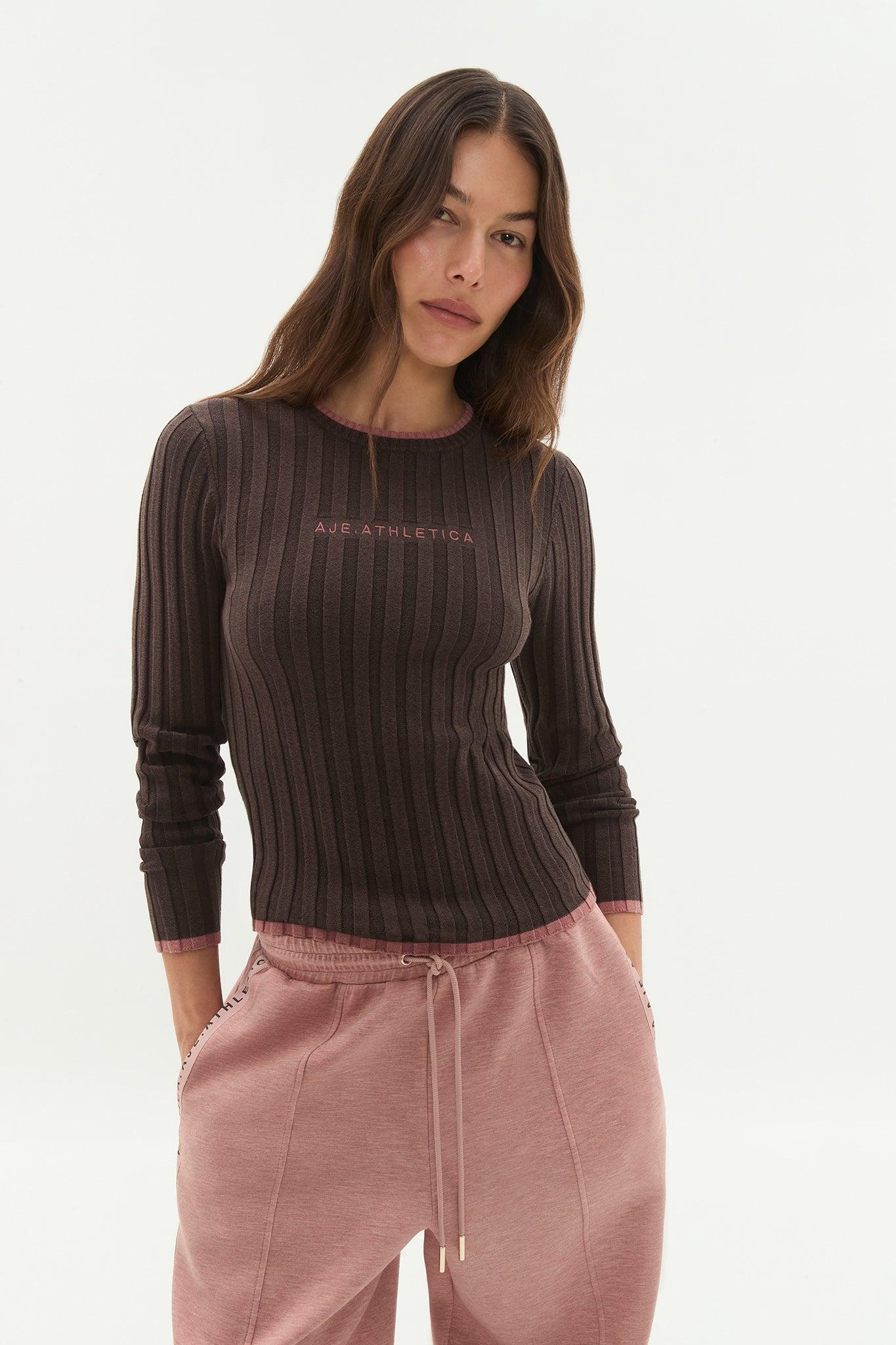 Long Sleeve Rib Knit Top 438 Product Image