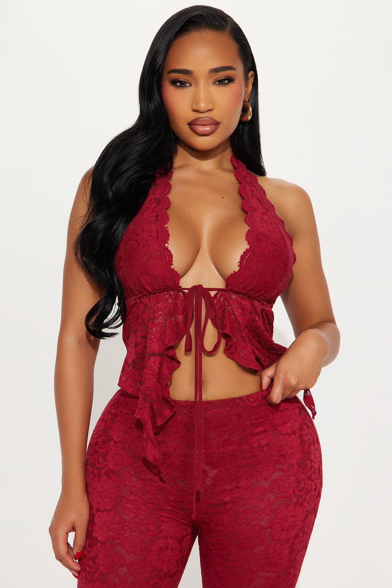 Violetta Lace Pant Set - Burgundy Female Product Image