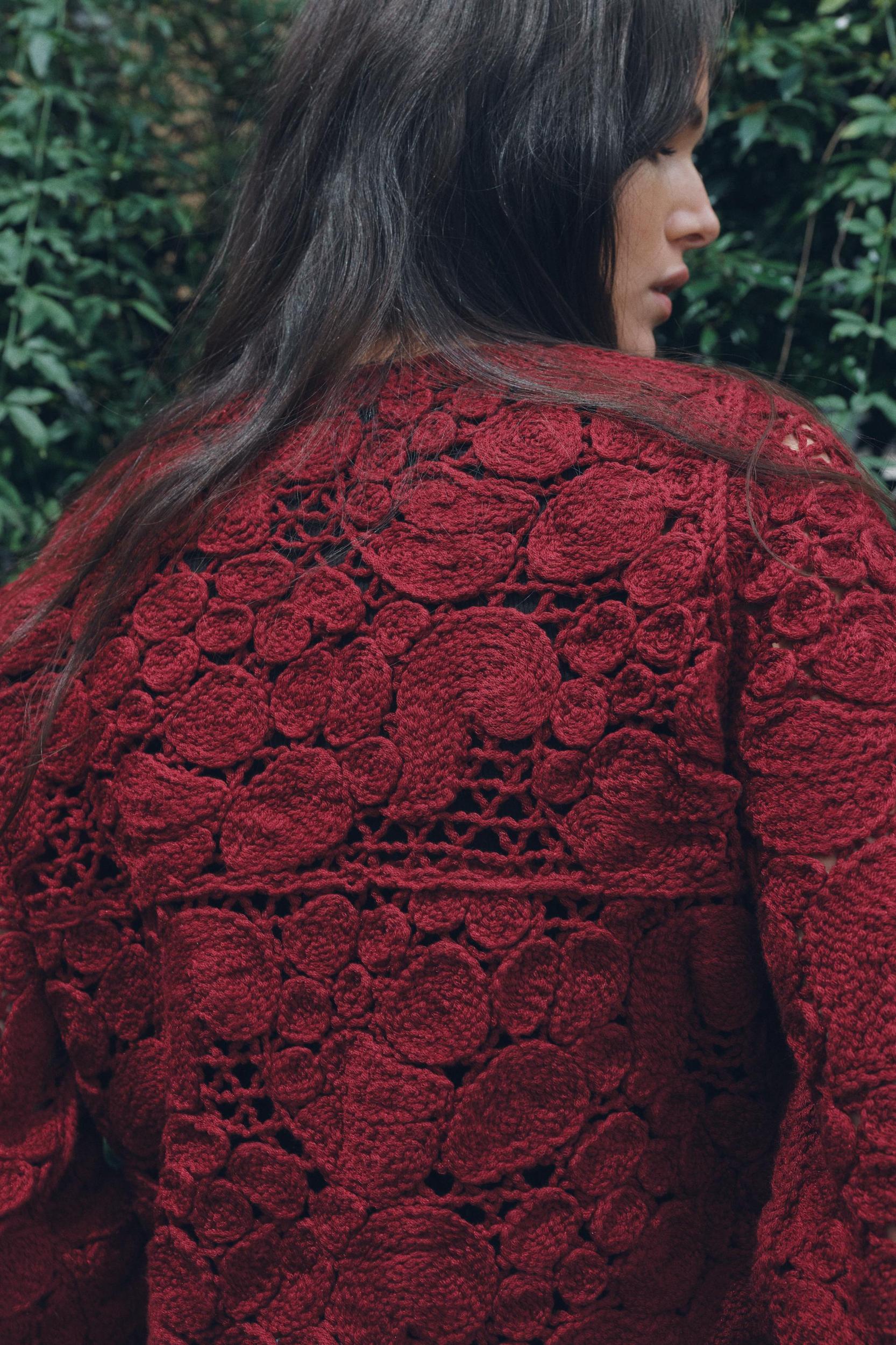 KNIT MACRAMÉ CARDIGAN Product Image