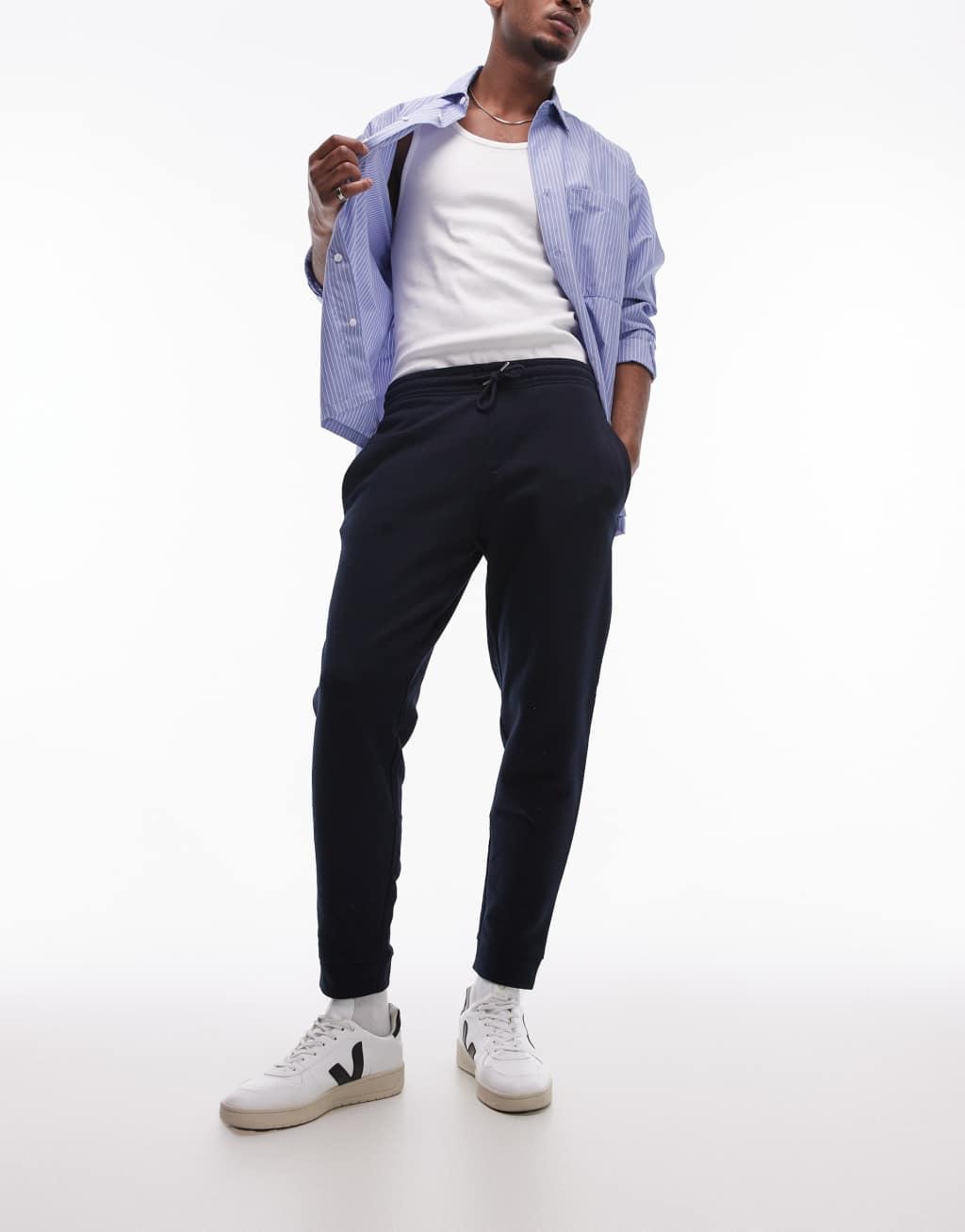 Mango drawstring slim fit sweatpants in navy Product Image