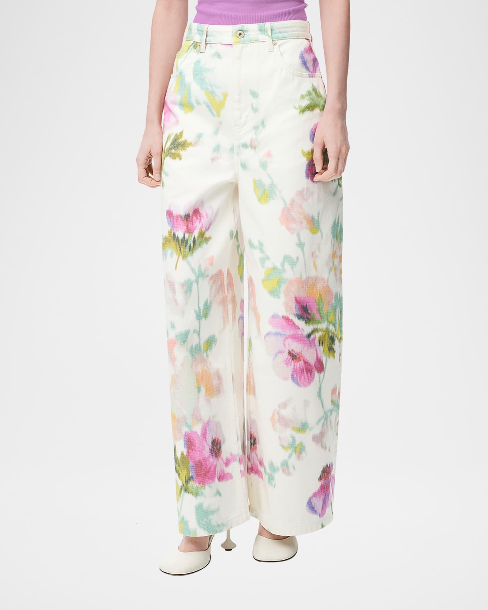 Floral-Print Wide-Leg Jeans Product Image