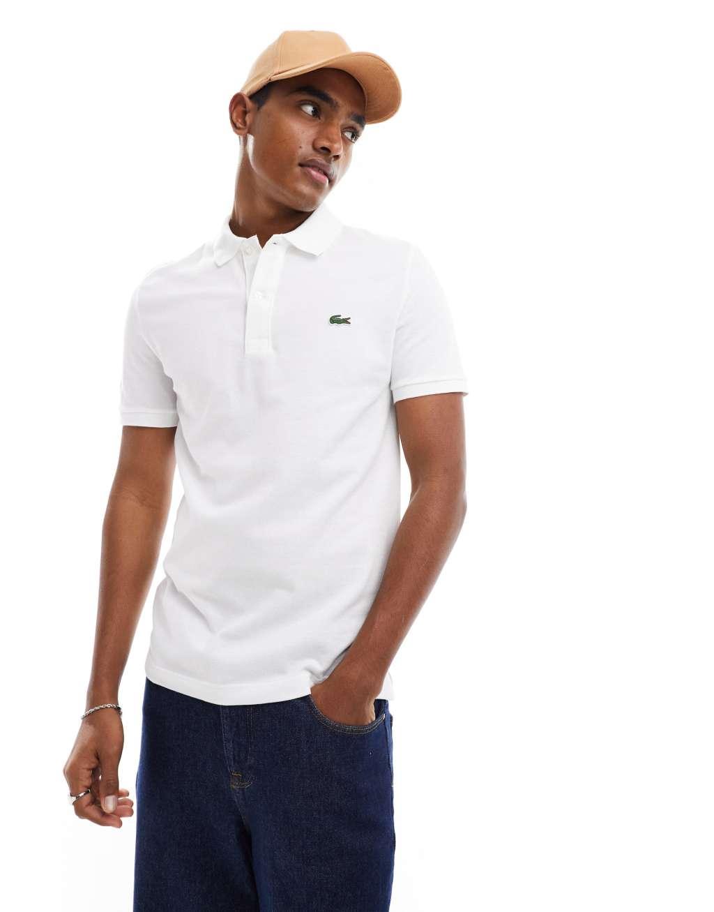 Lacoste slim fit pique polo in white Product Image