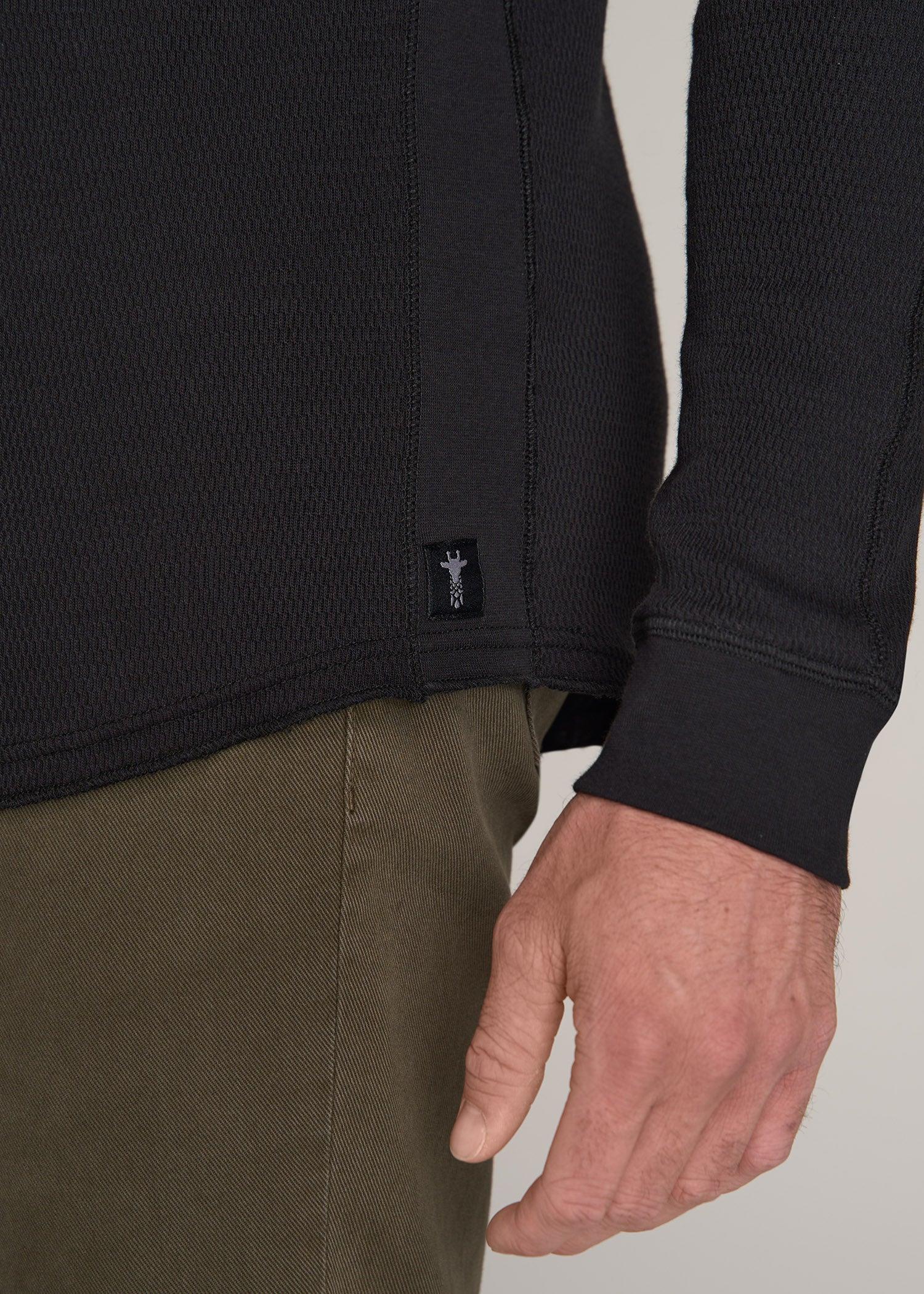 Double Honeycomb Thermal Crewneck for Tall Men in Black Male Product Image