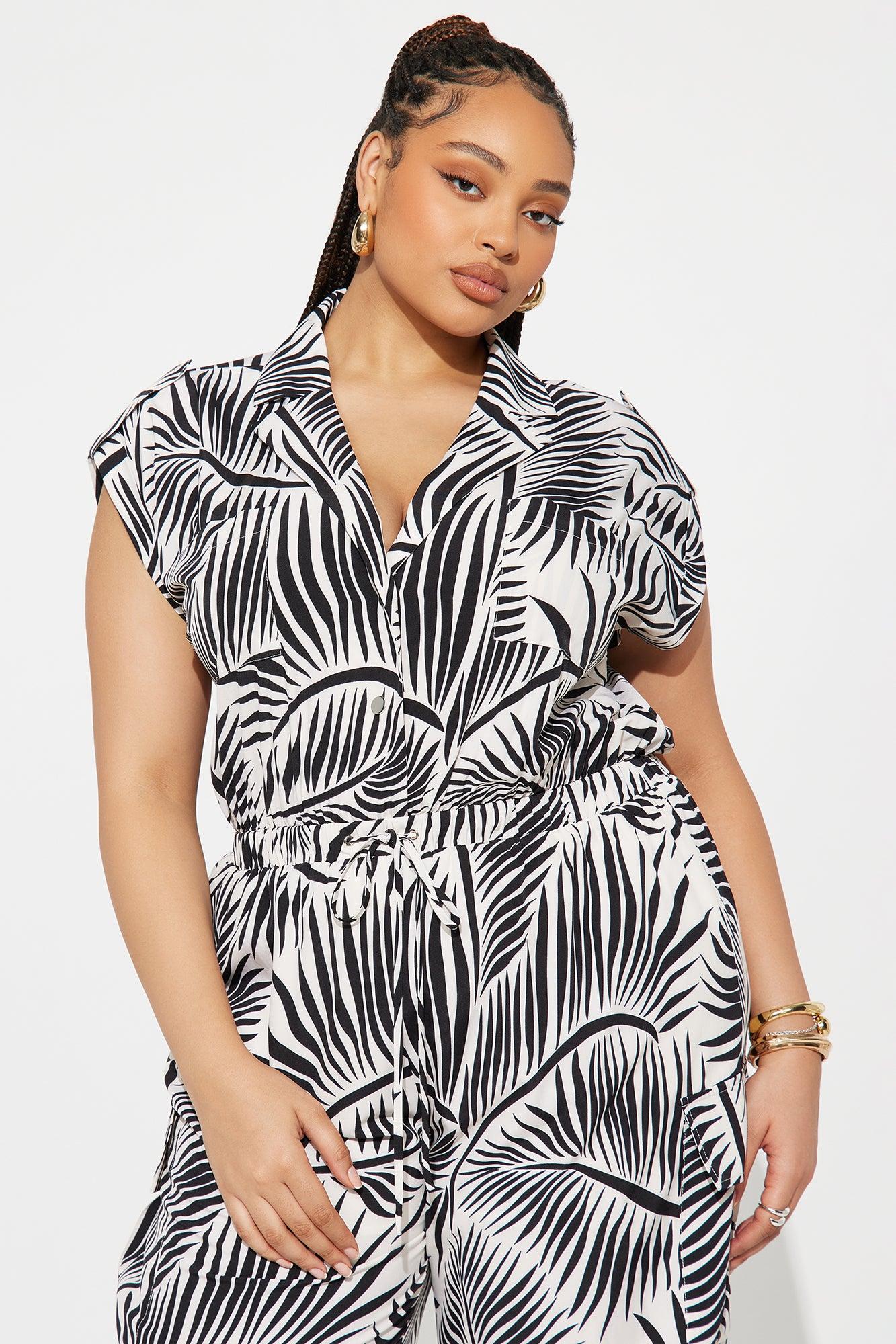 Rosalia Tropical Jumpsuit - Black/White Female Product Image
