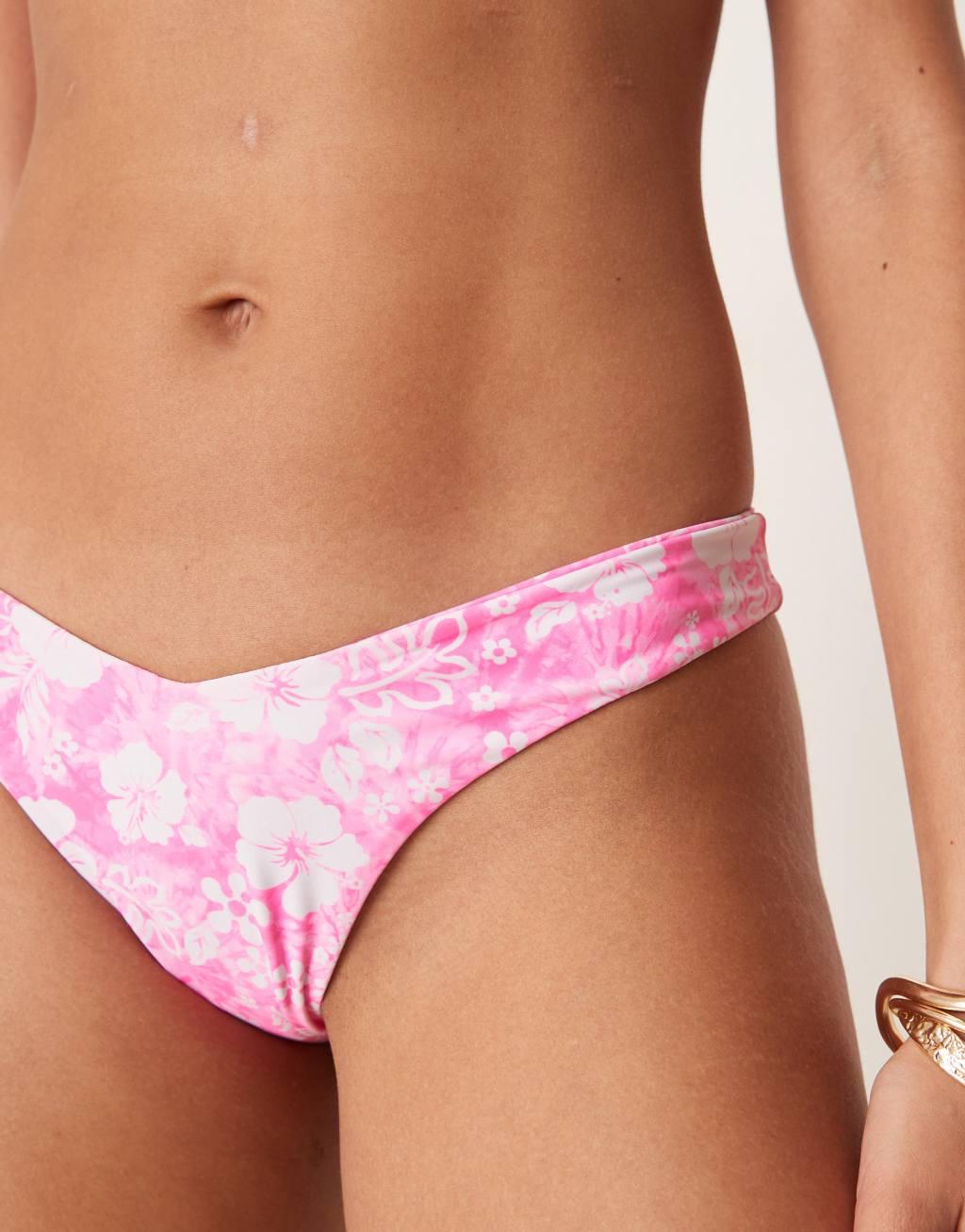 Kulani Kinis island blush Y cheeky bikini bottom in pink Product Image