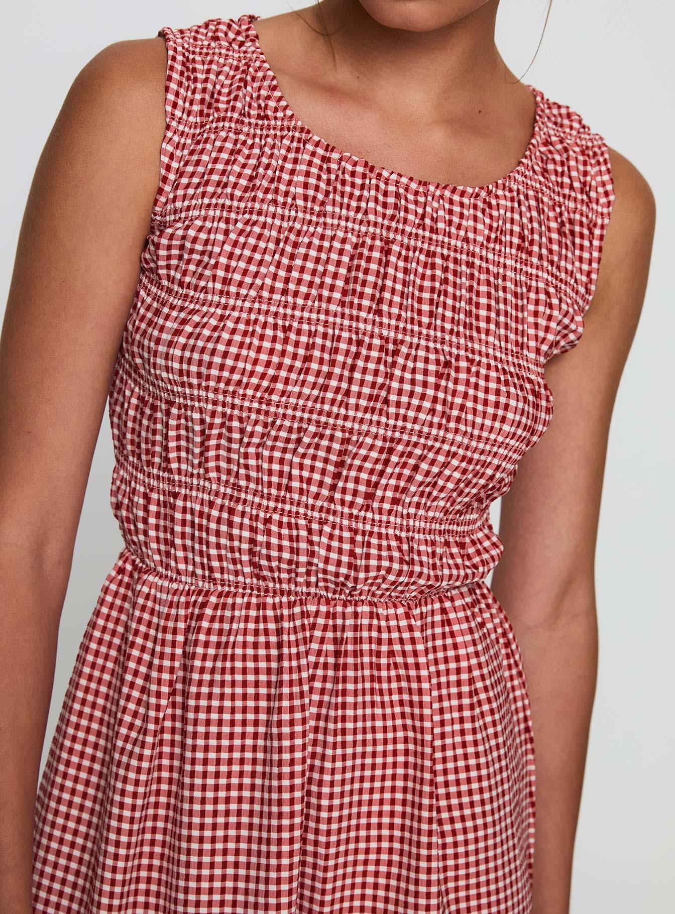 Winxie Shirred Mini Dress Red Gingham Product Image