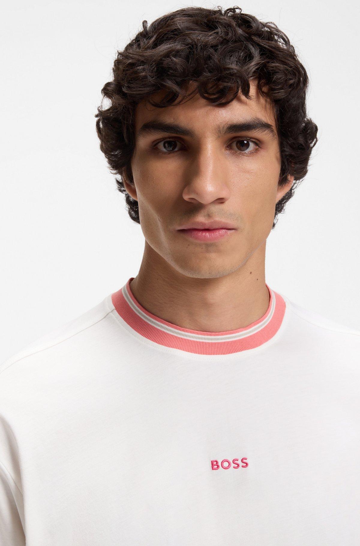 Relaxed-fit T-shirt in cotton with striped trims Product Image