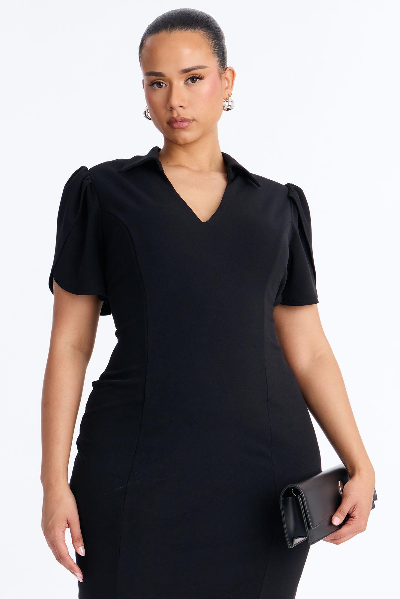 Marina Bow Midi Dress - Black/White Female Product Image