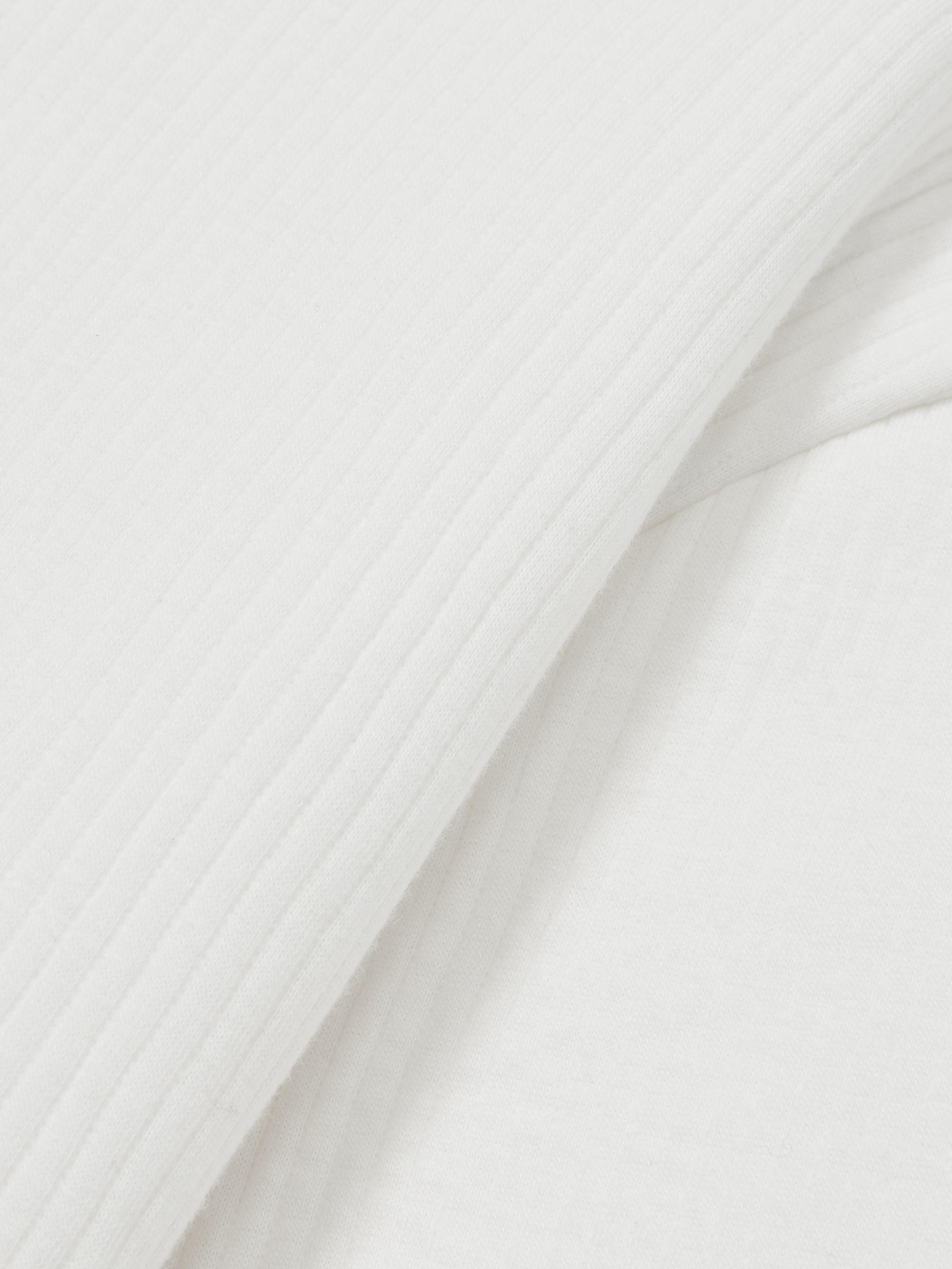 Cotton-Blend Rib-Knit Hoodie in White Product Image