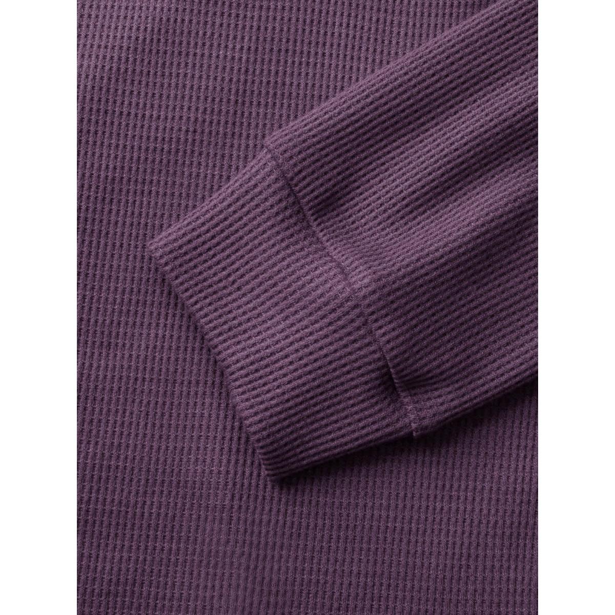 Plus Size Solid Waffle Knit Overlap Hem T-shirt Eggplant Women Leisure Overlapping Round Neck Casual T-shirts BloomChic 22-24/3X Product Image