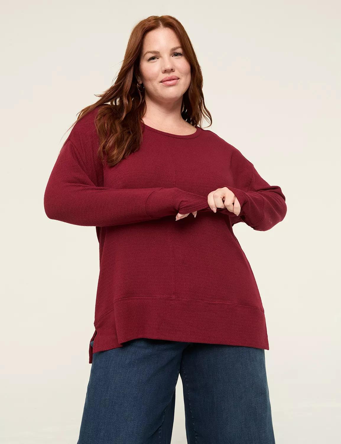 Dolman Textured-Knit Tunic Tee Product Image