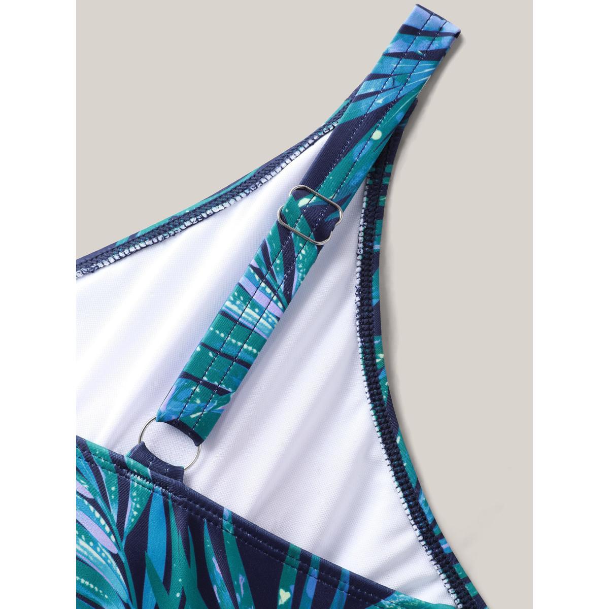 Plus Size Tropical Color Block One-Piece Swimsuit Women's Swimwear Emerald Beach Gathered Curve Bathing Suits High stretch One Pieces BloomChic 14-16/1X Product Image