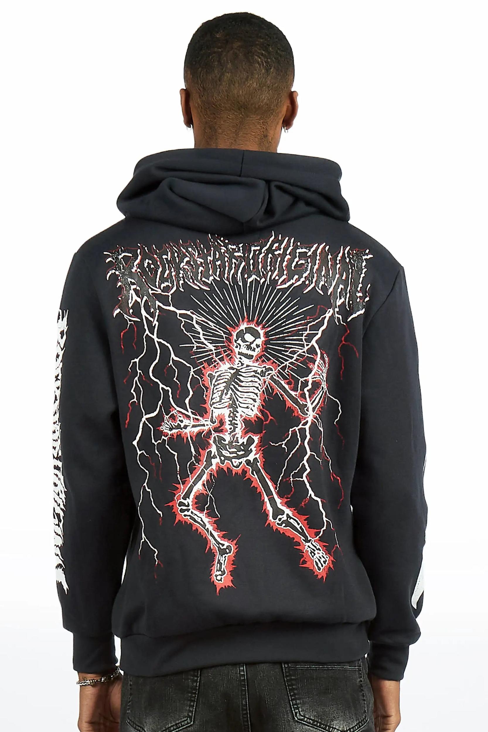 Deathrow Navy Graphic Hoodie Male Product Image