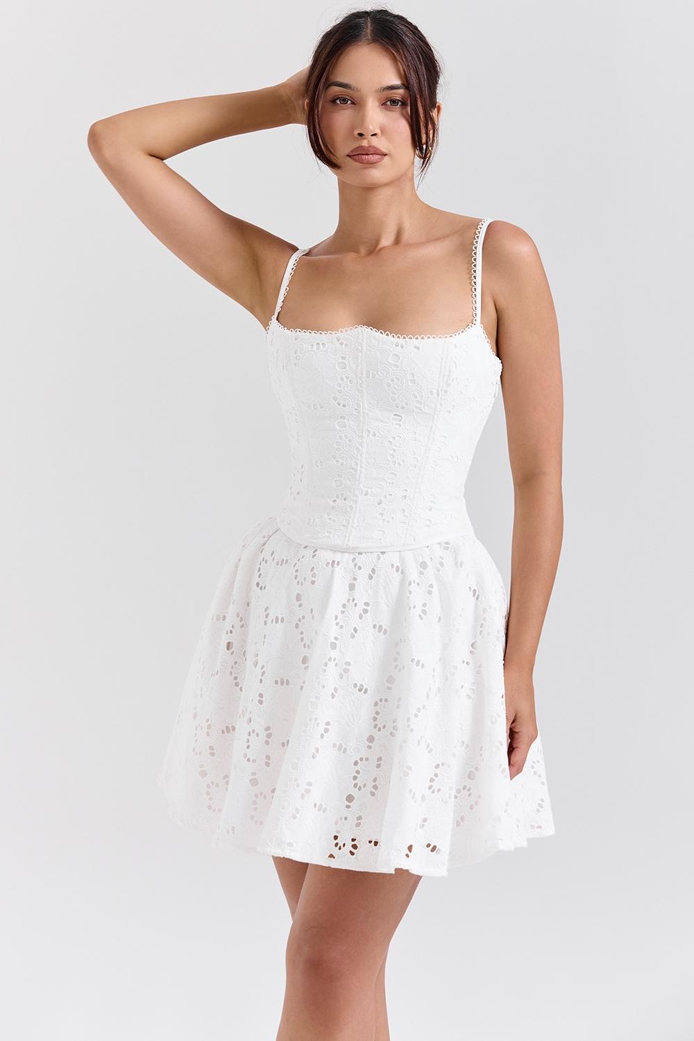 Elara  white broderie anglais mini dress Product Image
