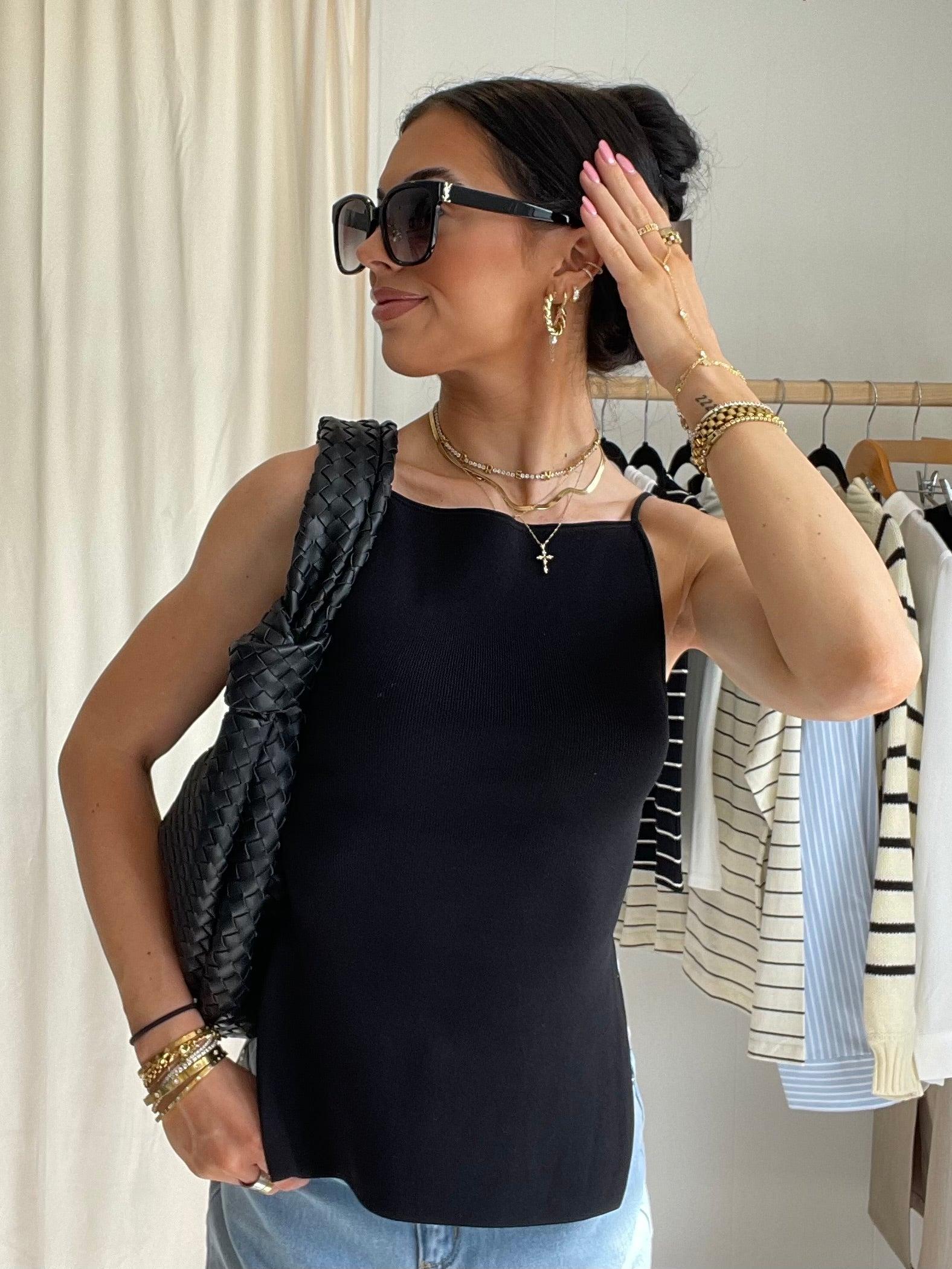 FINAL SALE WeWoreWhat | High Straight Neck Top | Black Product Image