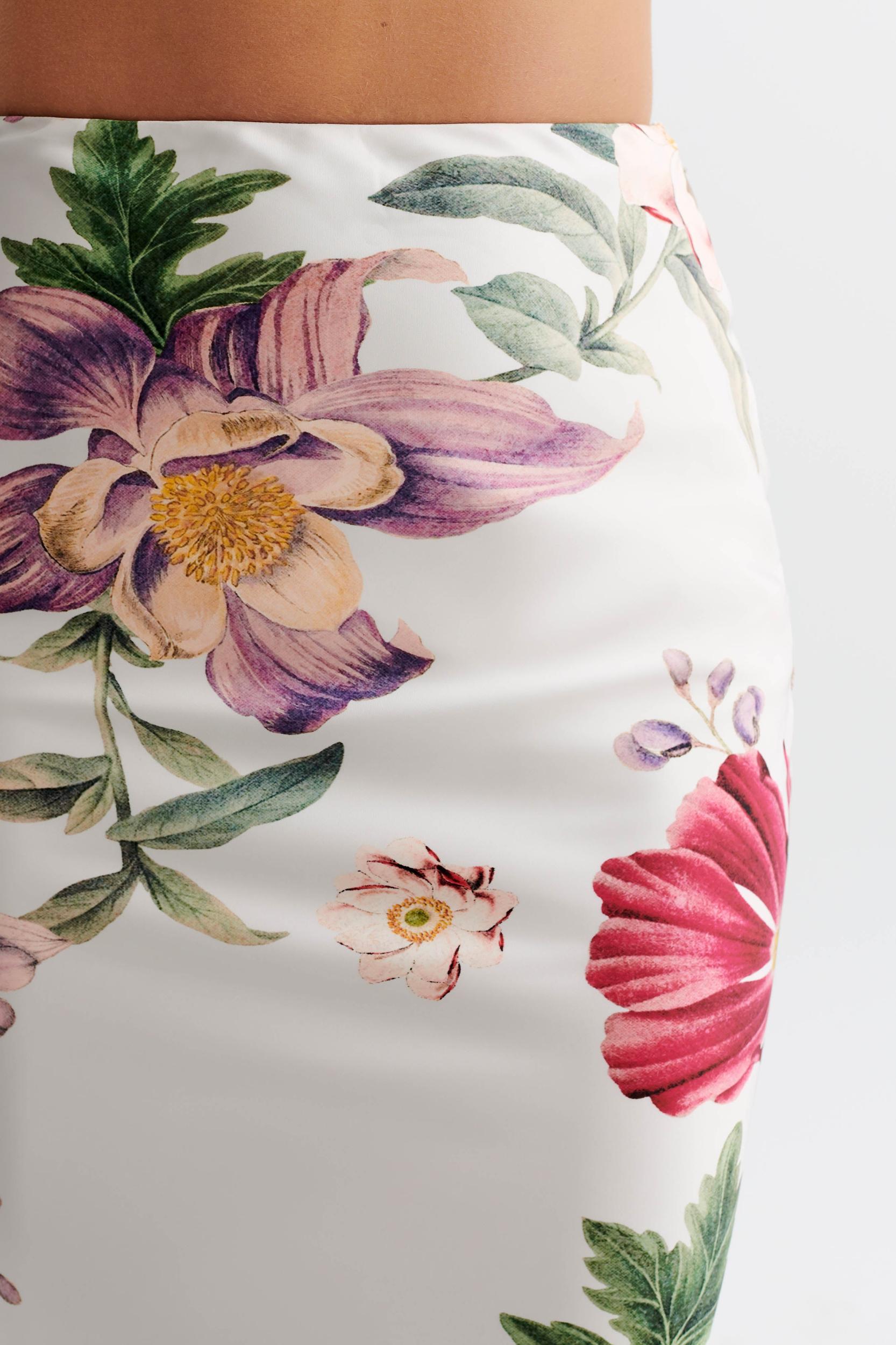 Viviana Satin Midi Skirt - Bella Rosa Print Product Image