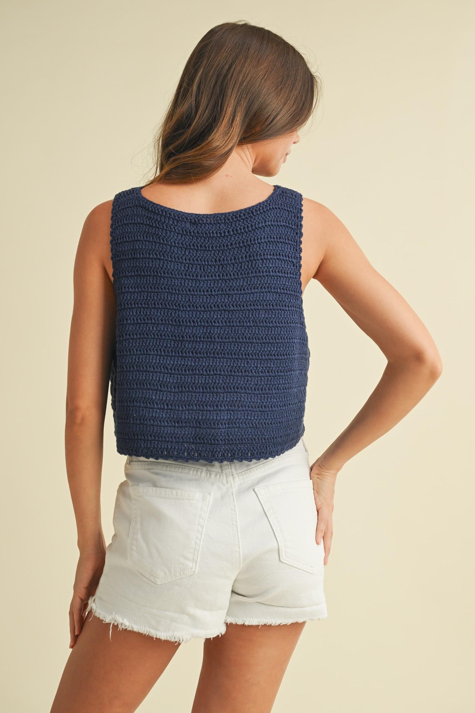 USA Flag Knitted Crop Tank Product Image