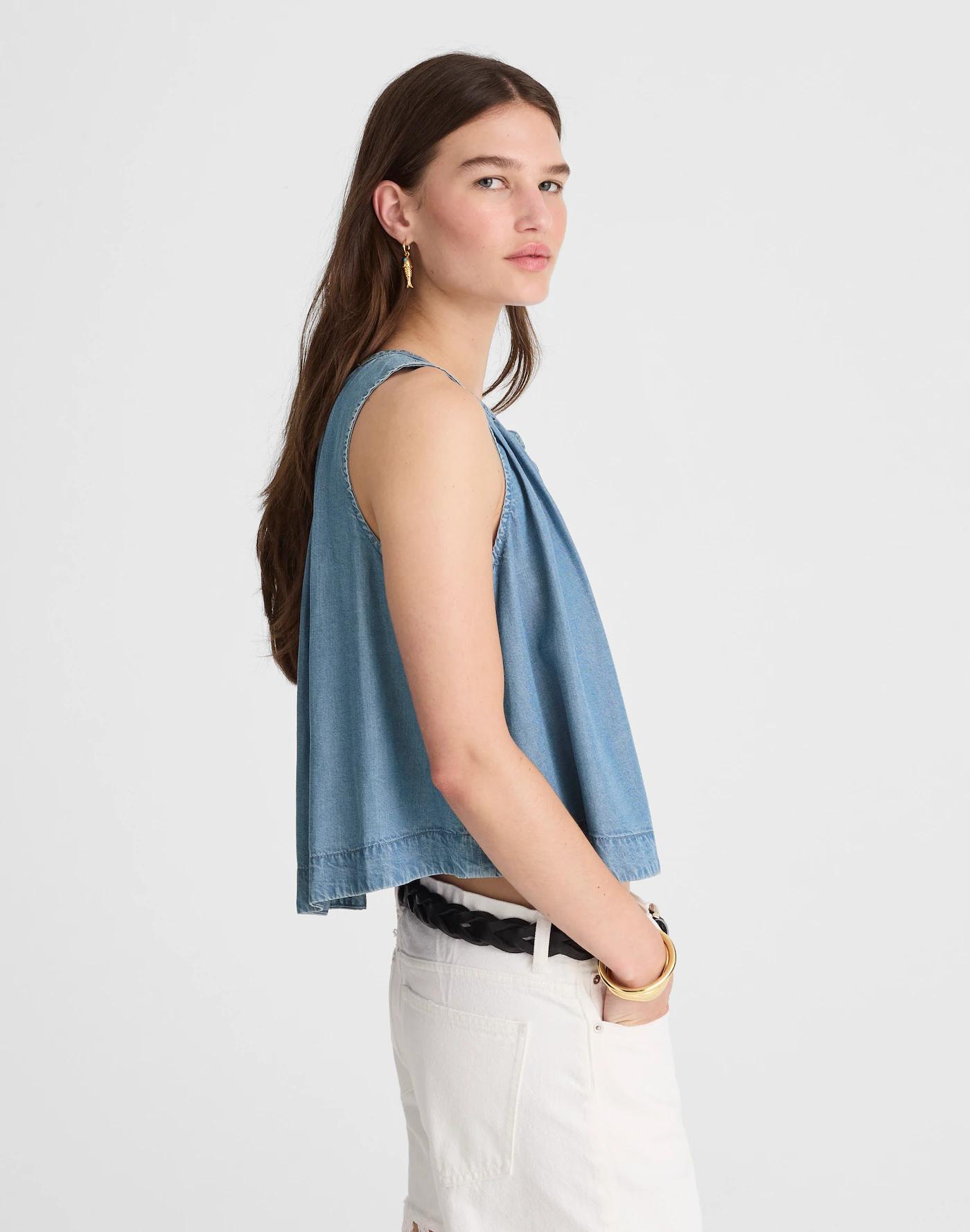 Button-Front Tank in Ashbury Wash: Airy Denim Edition Product Image