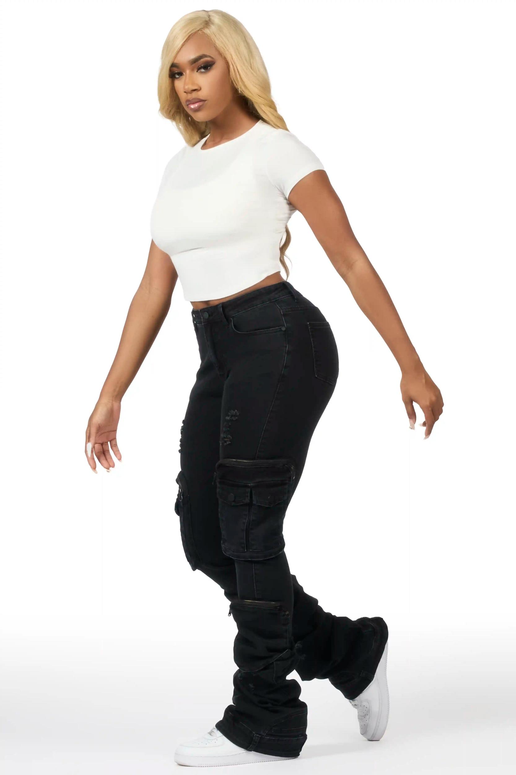 Alisson Black Cargo Super Stacked Jean Female Product Image