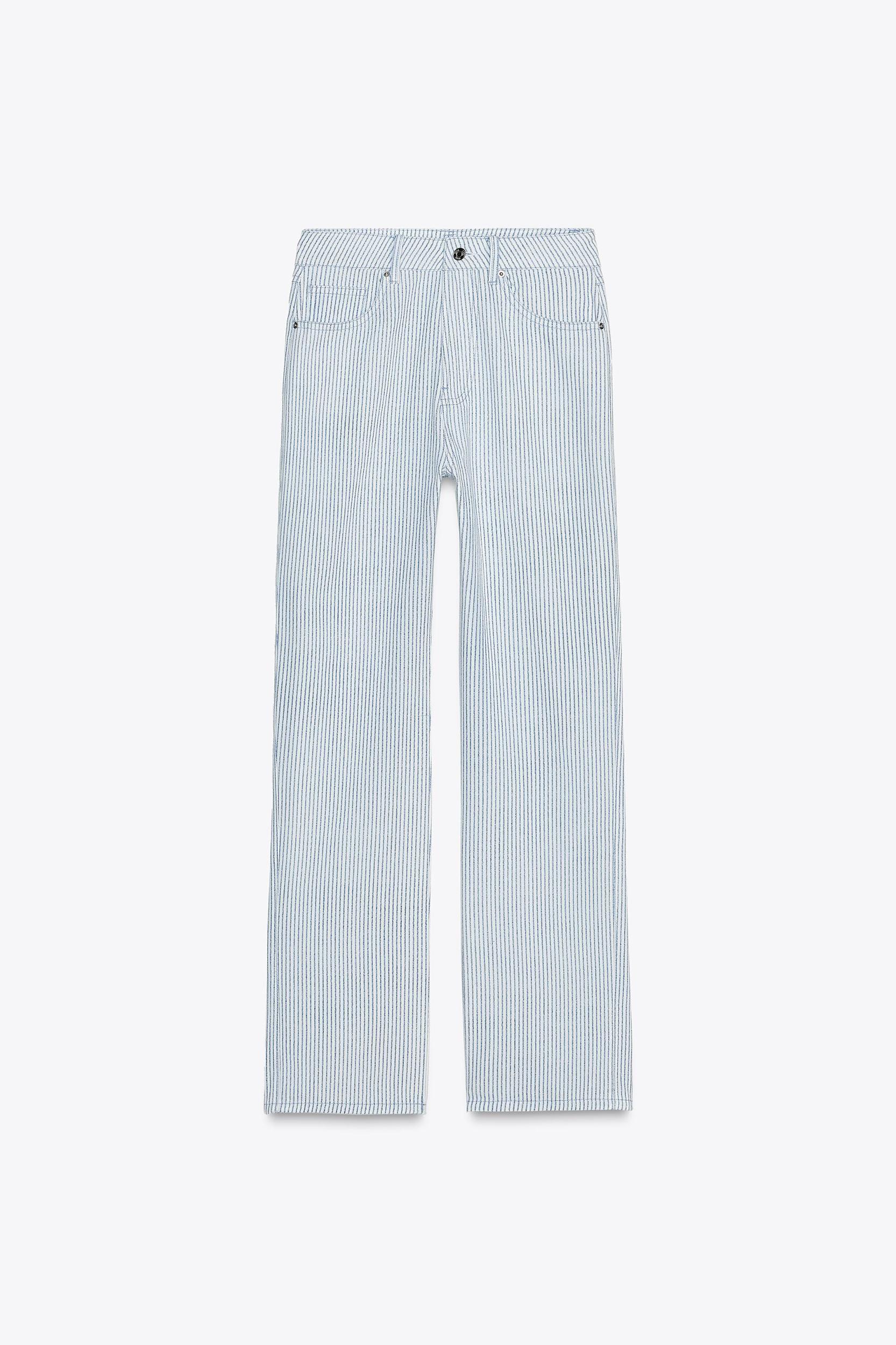 STRIPED PRINT STRAIGHT CUT PANTS Product Image