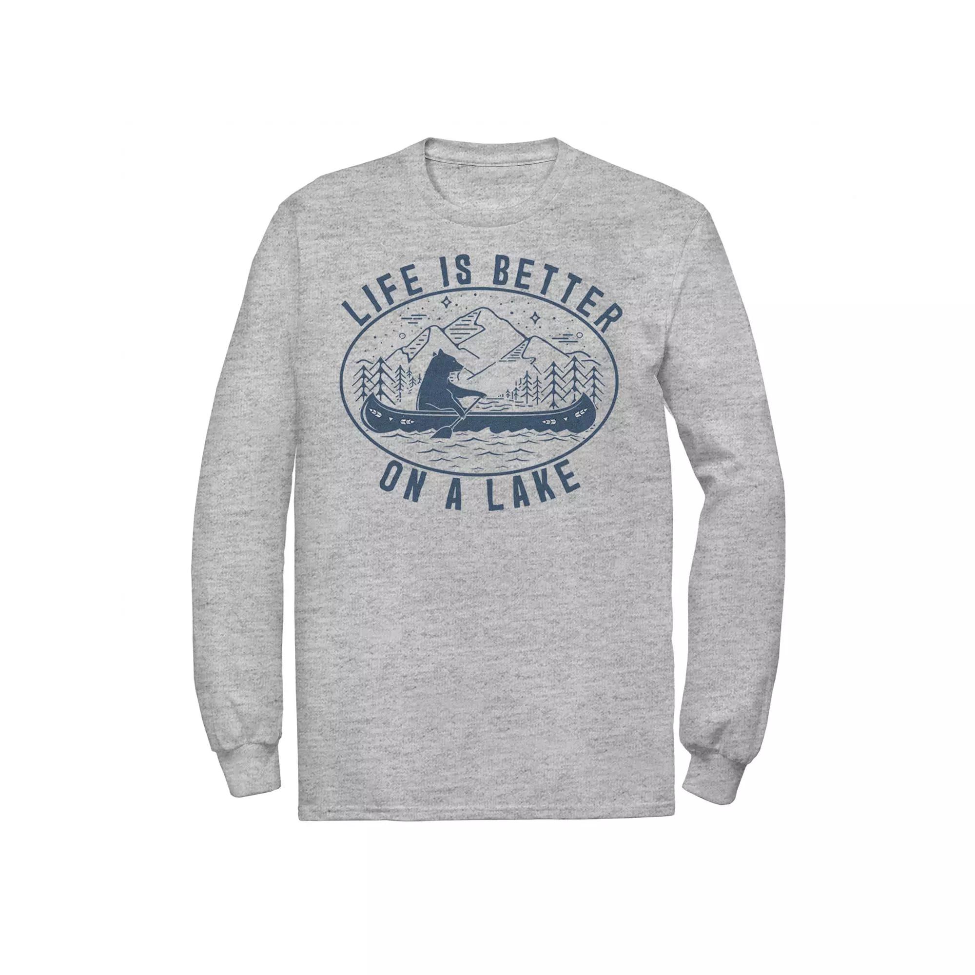 Men's Life Is Better On A Lake Bear In A Canoe Tee, Size: Medium, Athletic Grey Product Image