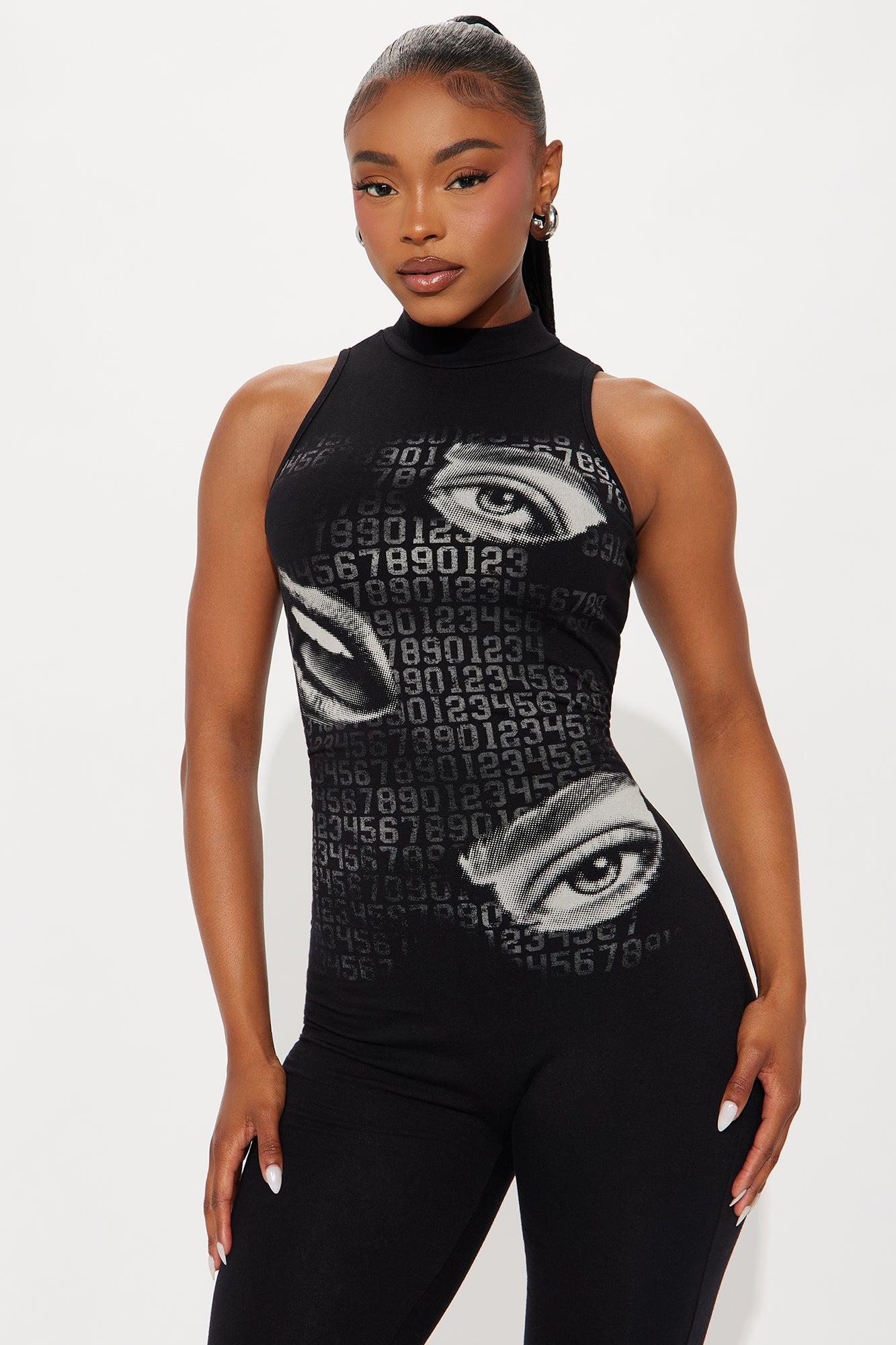 Jane Graphic Skinny Leg Jumpsuit - Black Female Product Image