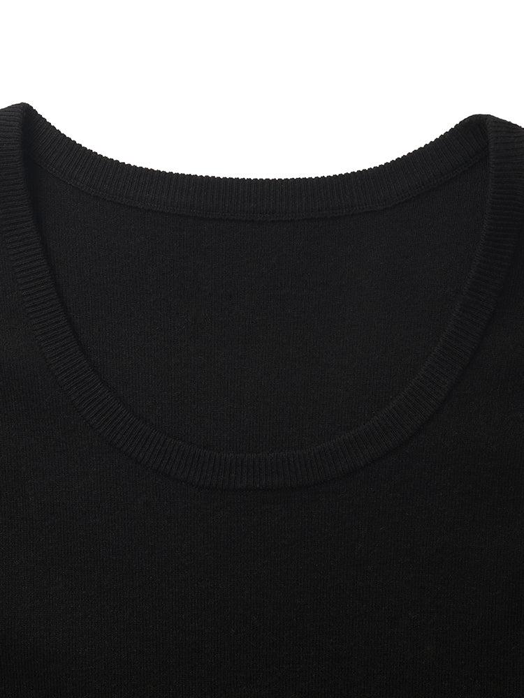 Contrast Trim Cardigan And Vest Dress Two-Piece Set Product Image