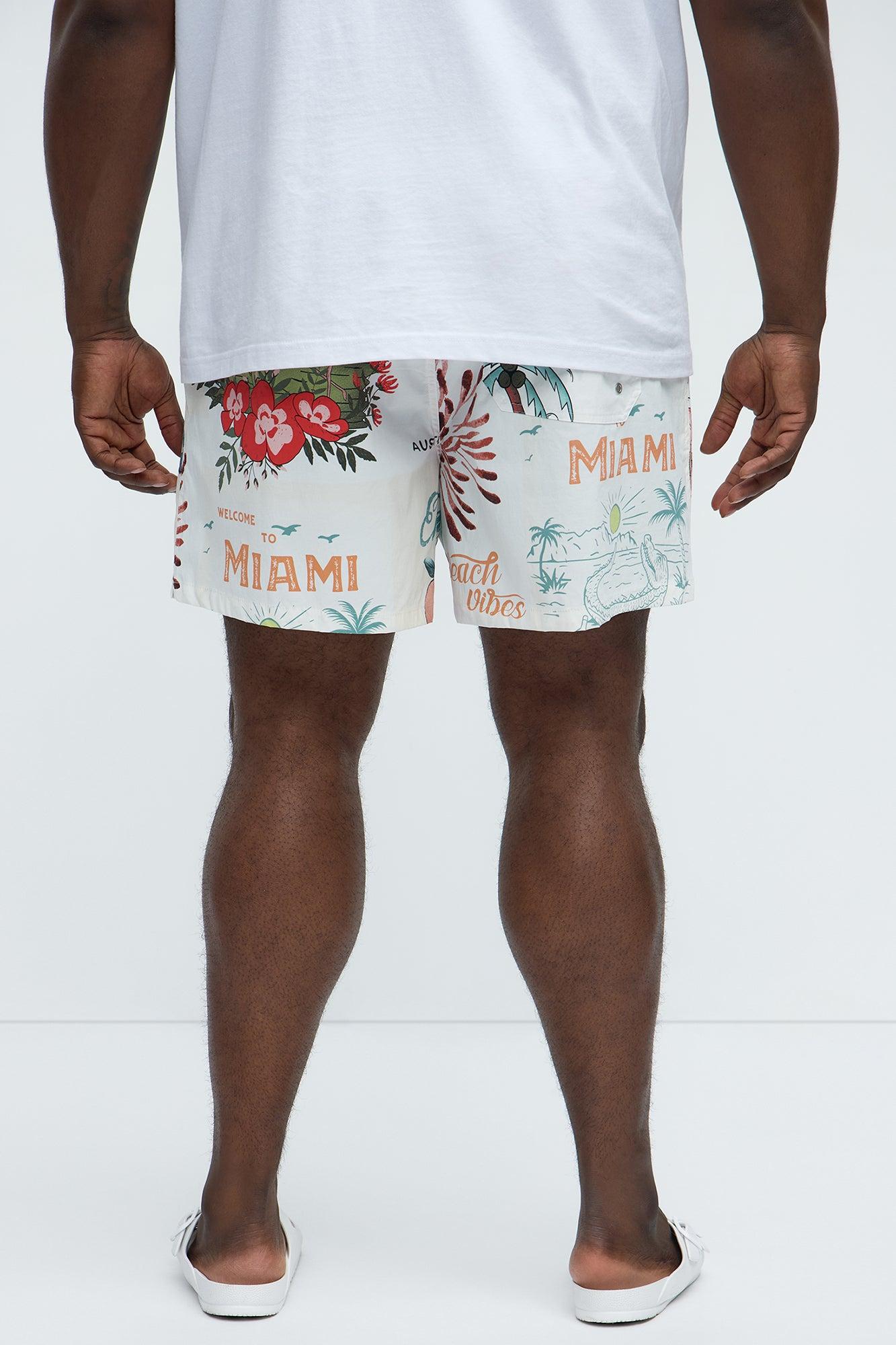 Miami Tropical Swim Trunk - Off White/combo Product Image