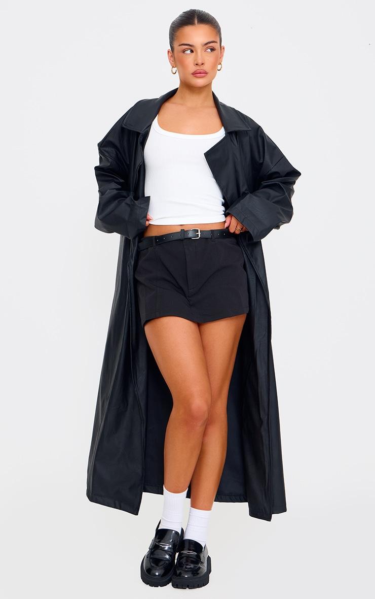 Black Tailored Woven Belt Detail Skort Product Image