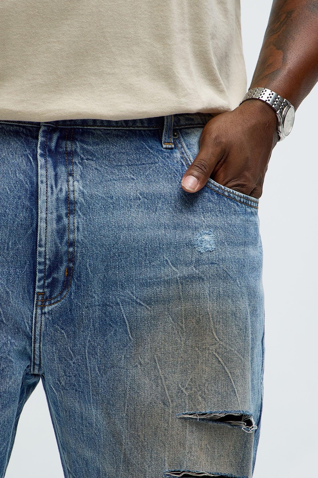 Straight Get Dirty With It Distressed Jeans - Medium Blue Wash Product Image