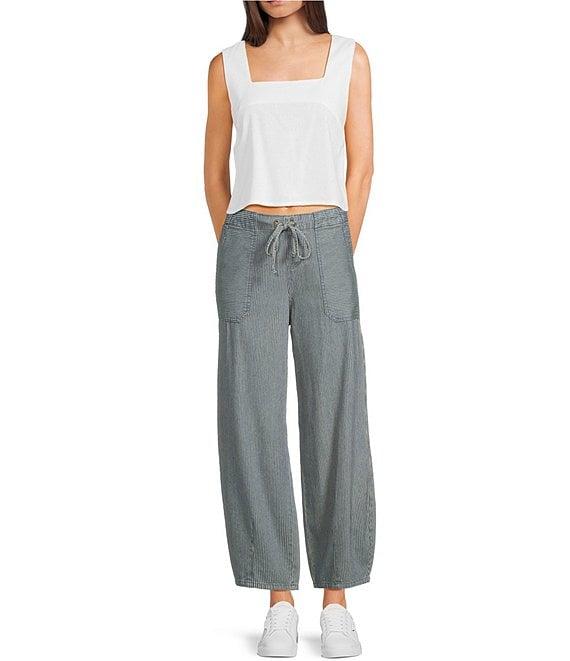 Blu Pepper Striped Drawstring Self Tie Pants Product Image