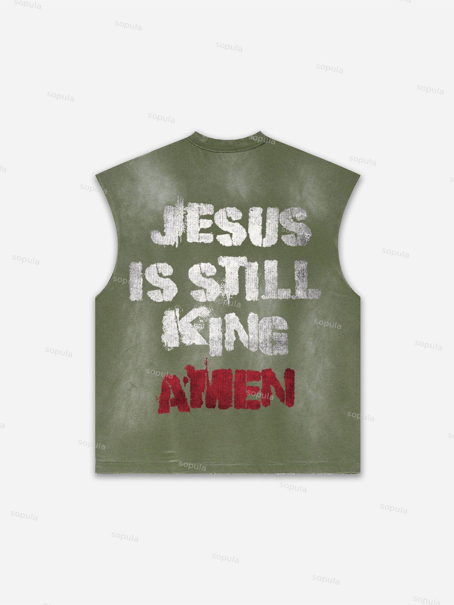 Western Eagle Graphic Men's Washed Tank Top Sleeveless Shirts Product Image