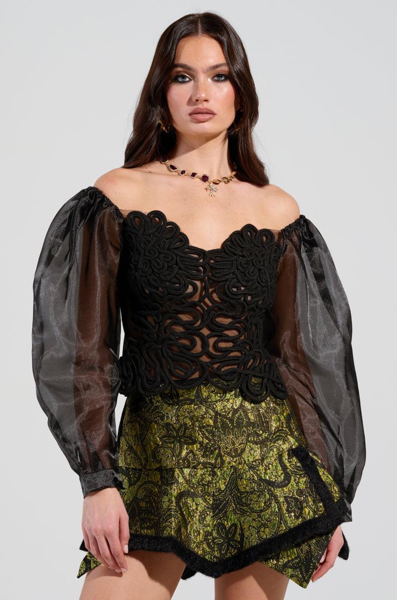 SPIRITED AWAY LONG SLEEVE BLOUSE IN BLACK Product Image