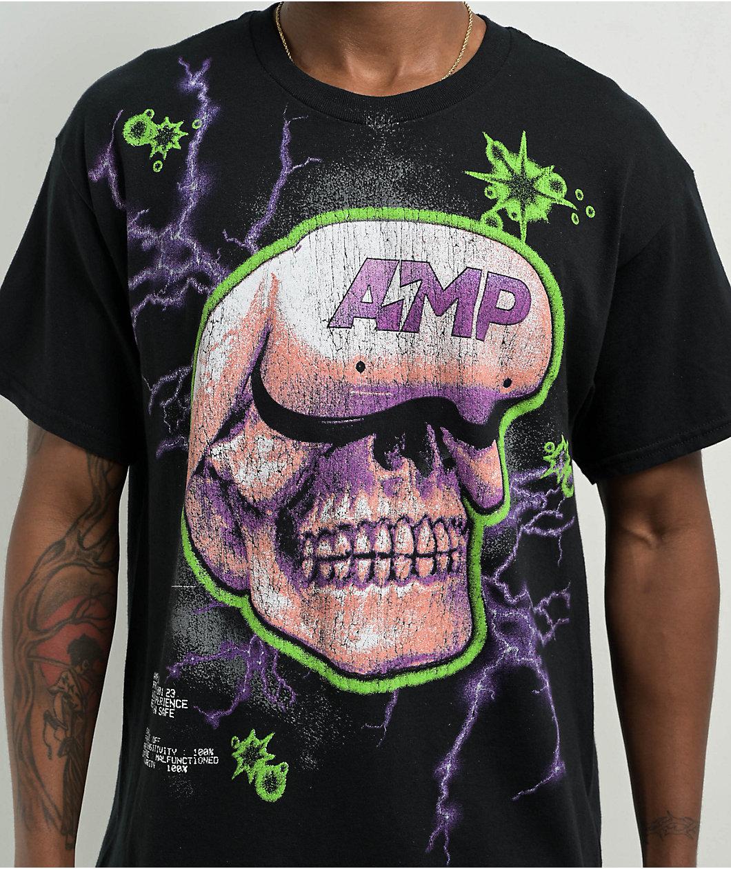 AMP Skull Lightning Black T-Shirt Product Image