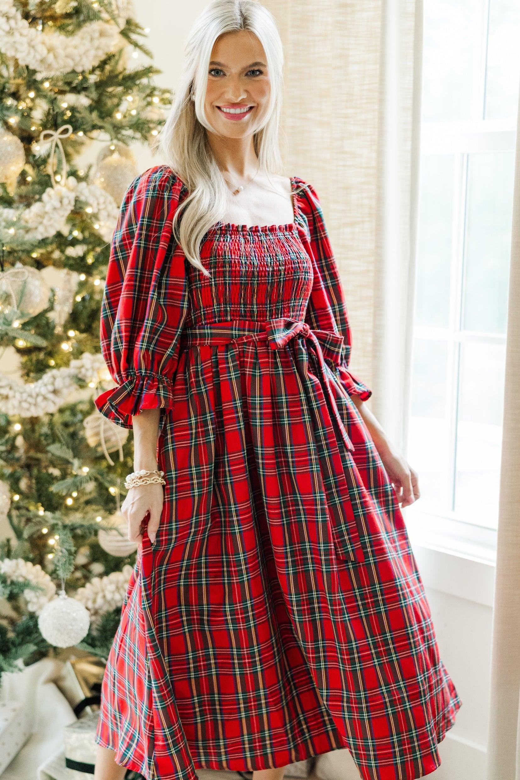 All I Want Red Tartan Plaid Midi Dress Female Product Image