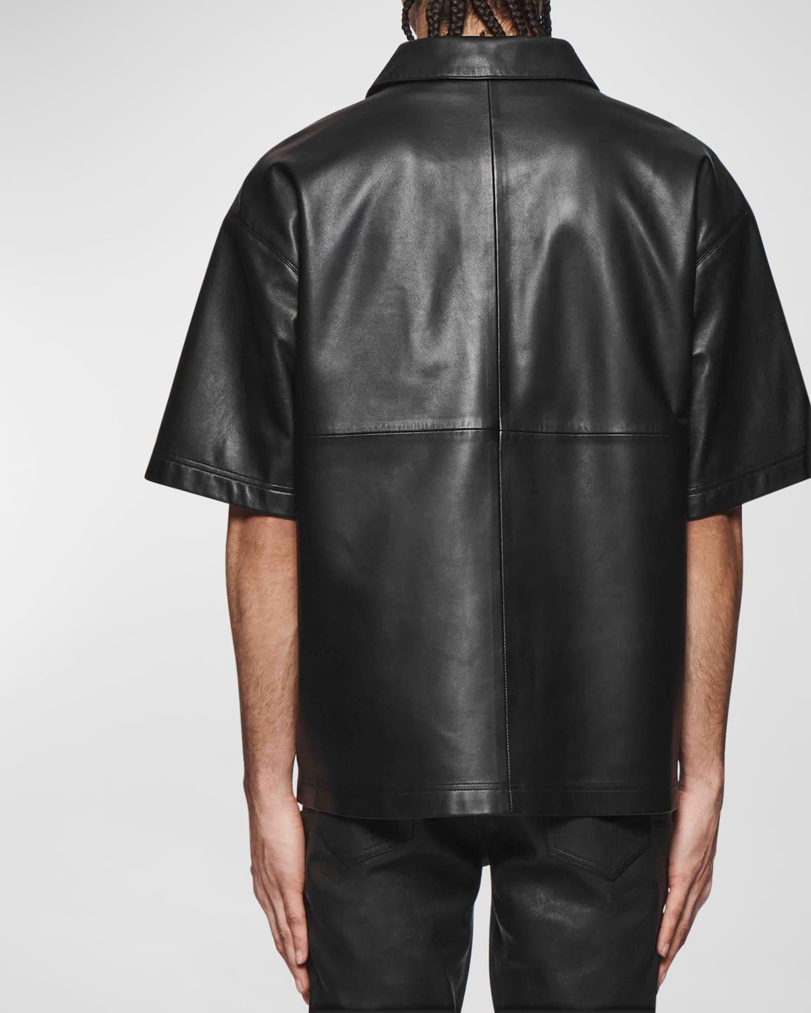 Men's Embossed Leather Polo Shirt Product Image