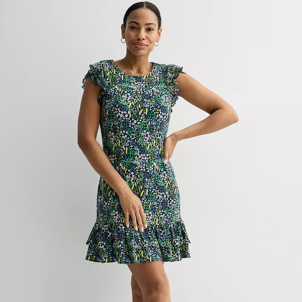 Women's Harper Rose Flutter Sleeve Ruffle Mini Dress, Size: 10, Blue Print Product Image