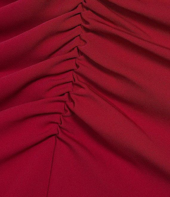 Trina Turk Behati Double Georgette Bateau Neck Long Sleeve Front Ruching Sheath Dress Product Image