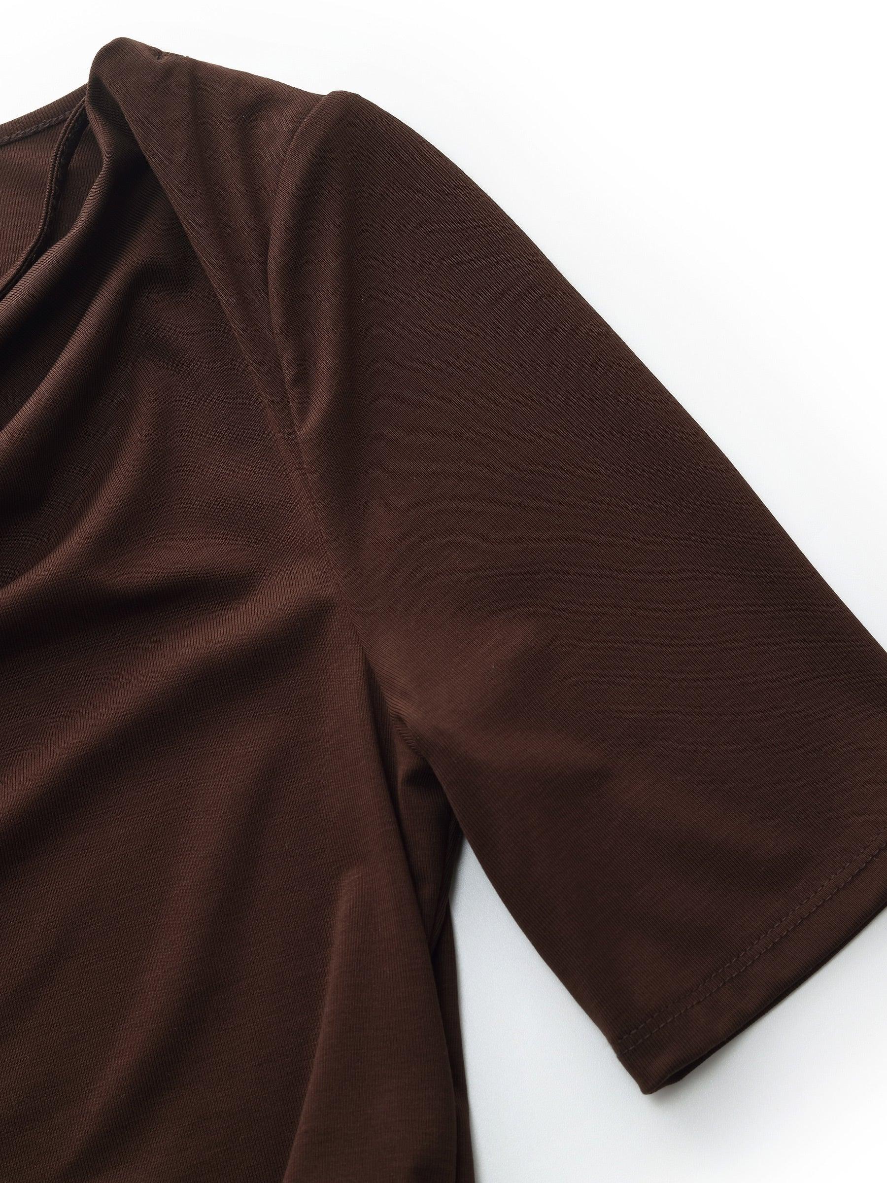 Tencel Blend Stretchy Knit Top And A-Line Skirt Two-Piece Set Product Image