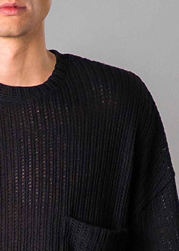 Black Open Weave Tee Product Image