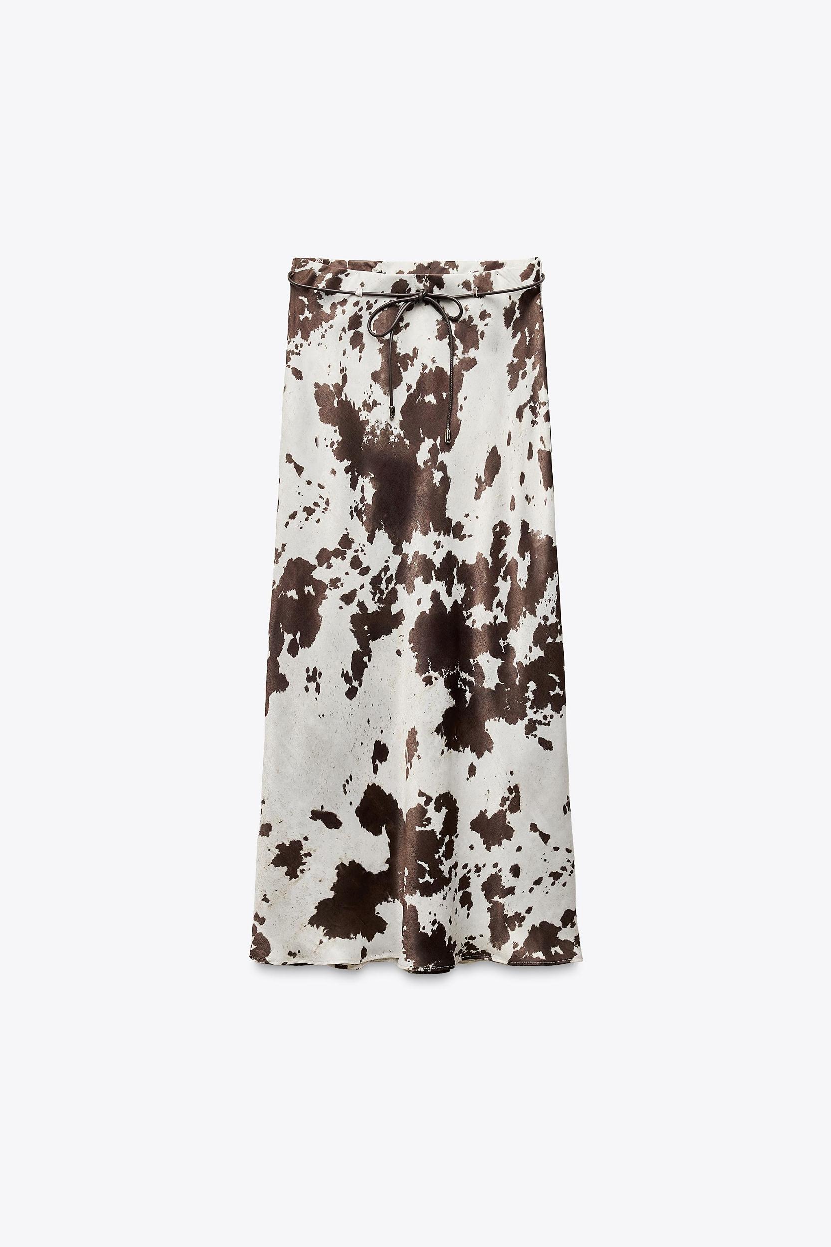 ANIMAL PRINT SATIN EFFECT MIDI SKIRT Product Image