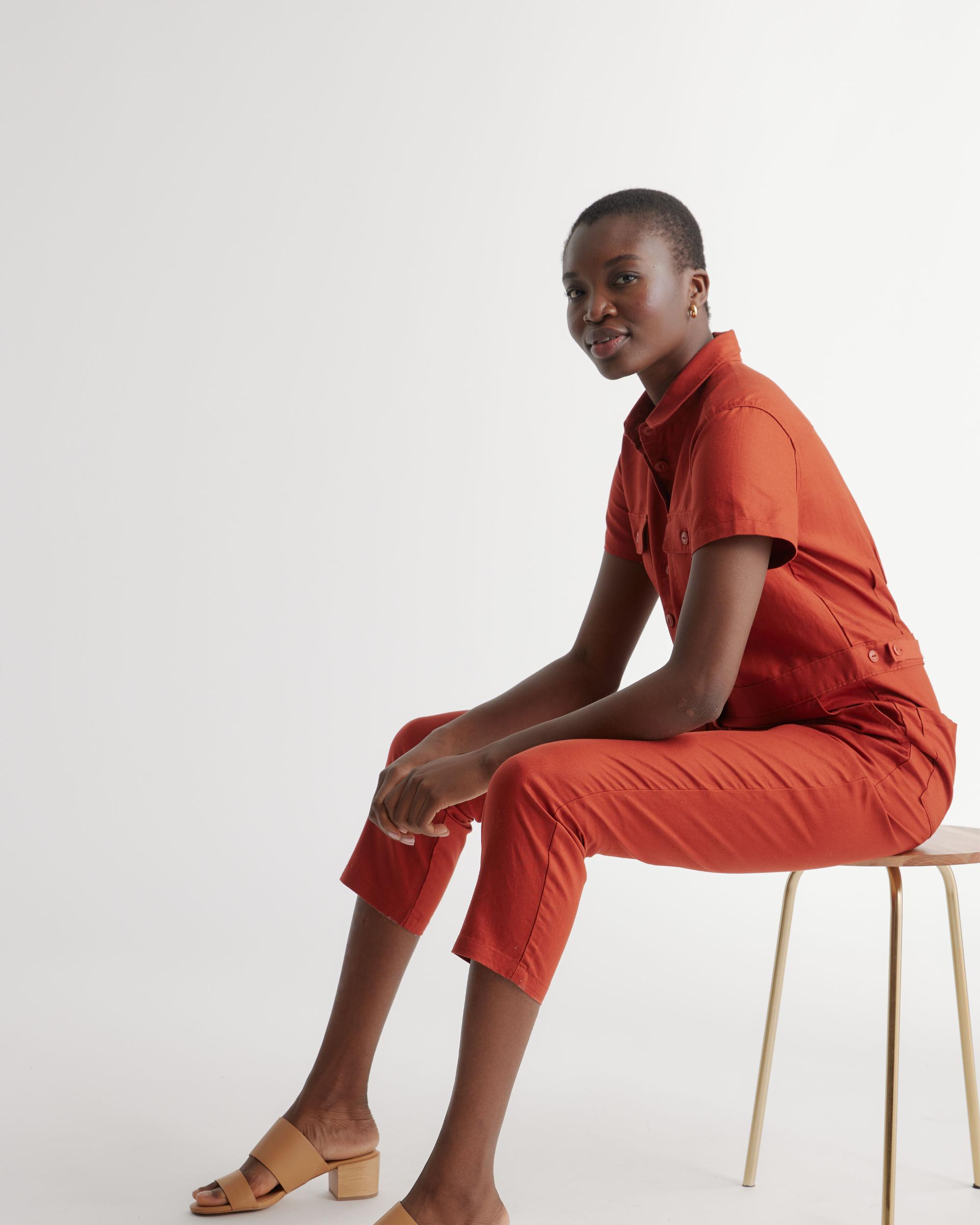 Quince | Women's Cotton Linen Twill Short Sleeve Coverall Jumpsuit Size XS Product Image