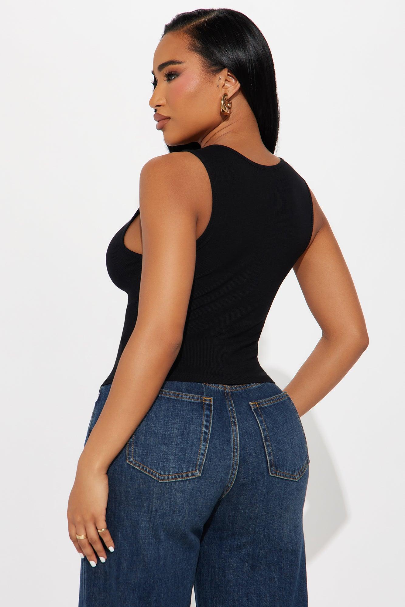 Jolene V-Wire Ruched Tank Top - Black Product Image