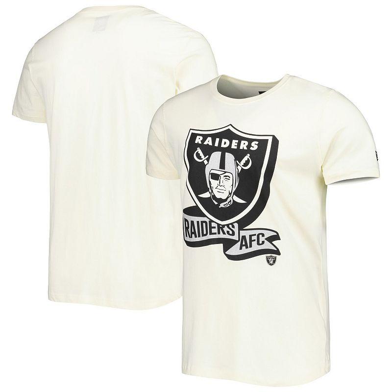 Men's New Era Cream Las Vegas Raiders Sideline Chrome T-Shirt,  Product Image