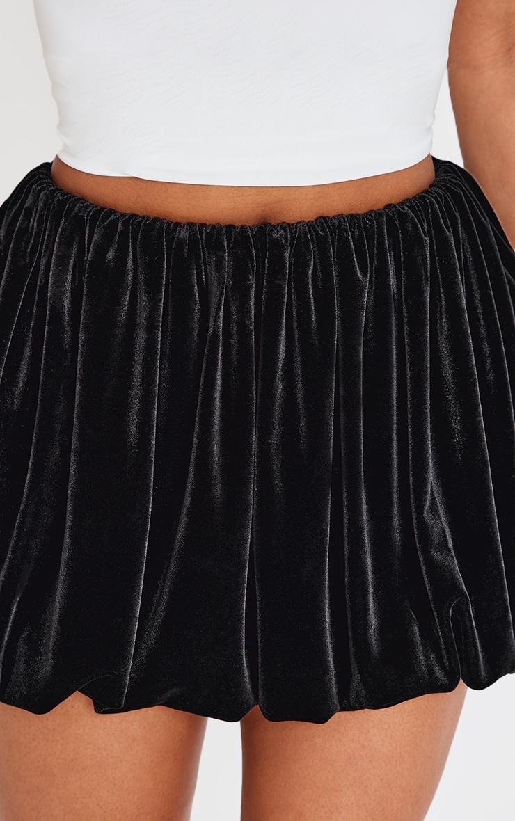 Shape Black Velour Puff Ball Mini Skirt Product Image
