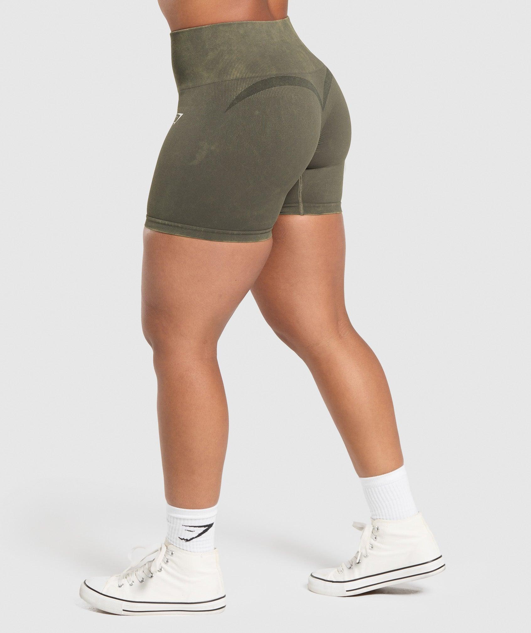 Gymshark Gains Seamless Washed Shorts - Strength Green Female Product Image