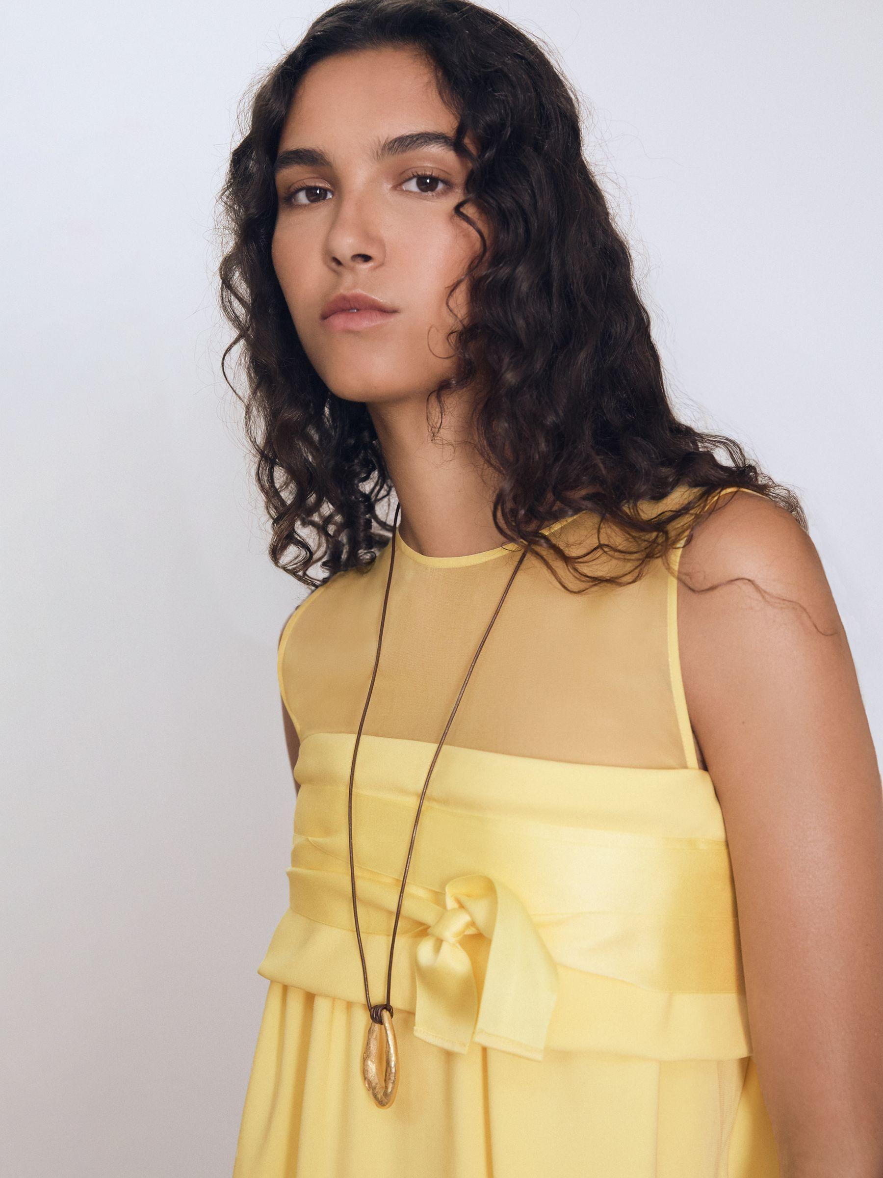 Atelier Ribbon-Tie Corset Shift Dress in Lemon Product Image