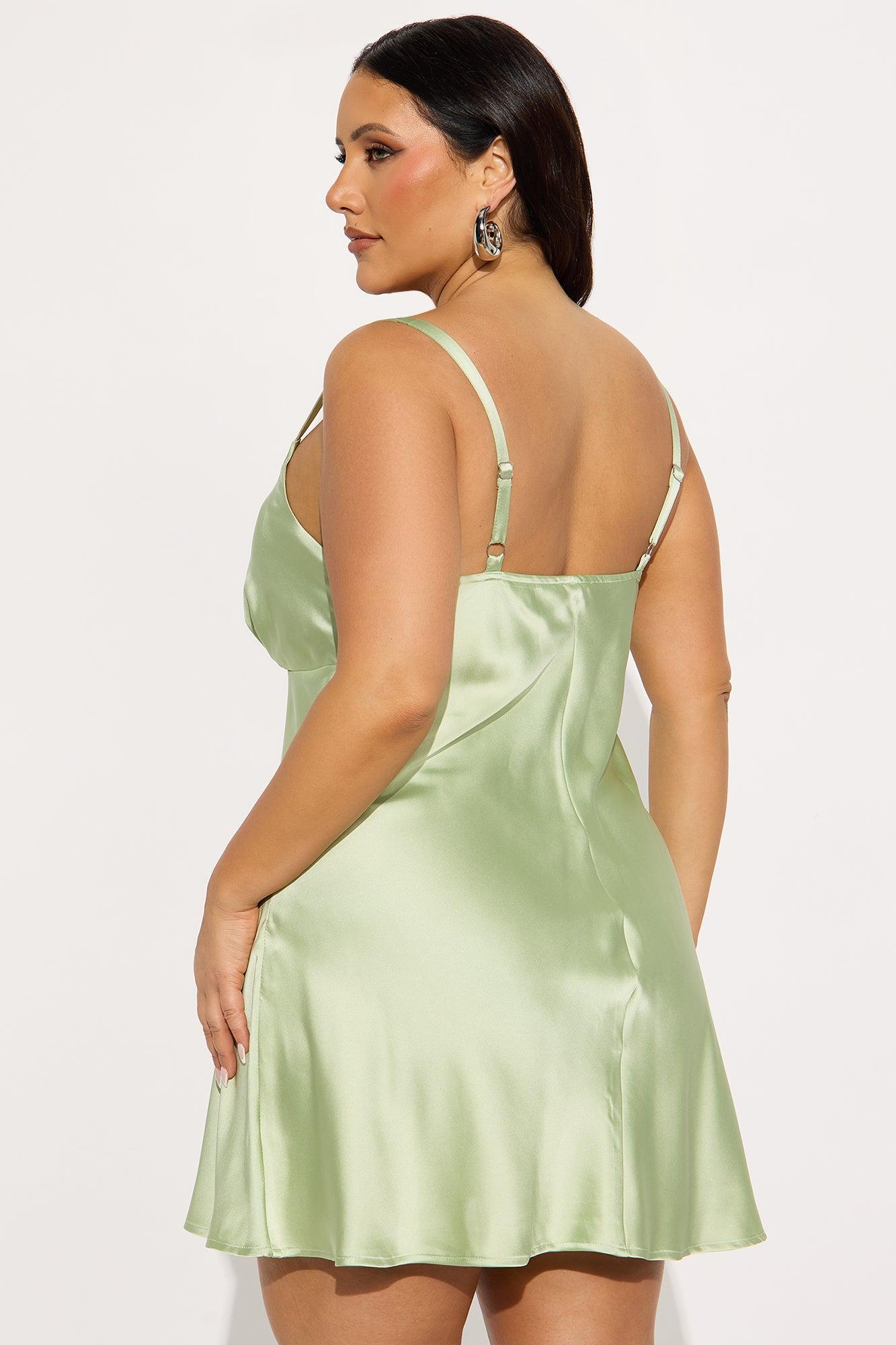 Kaylee Satin Mini Dress - Sage Female Product Image
